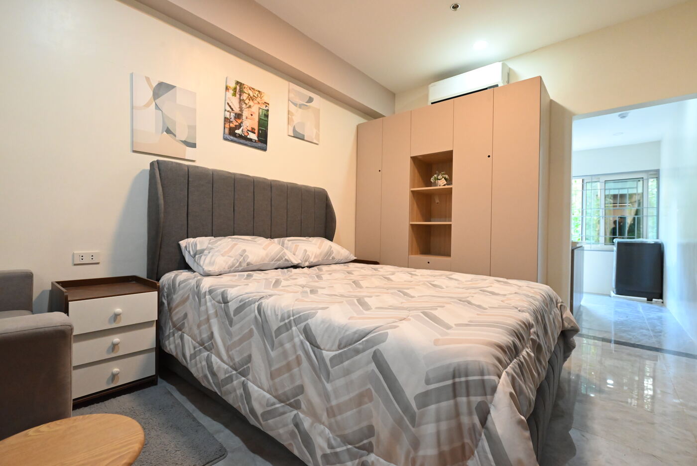 Hostel room with wardrobe